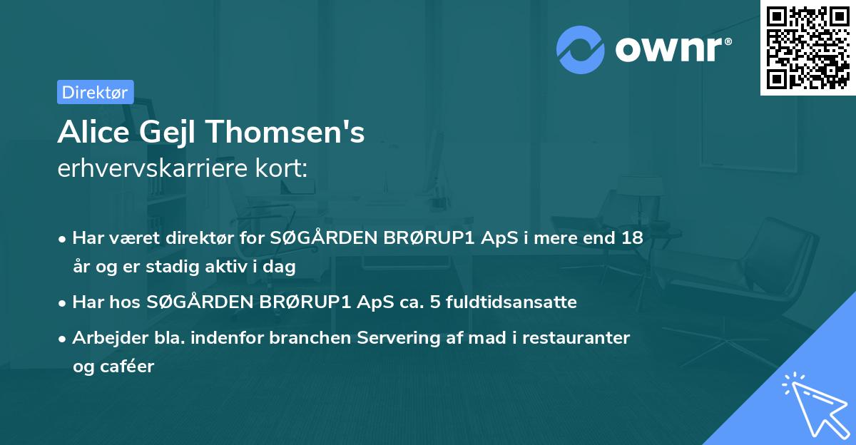Alice Gejl Thomsen's erhvervskarriere kort