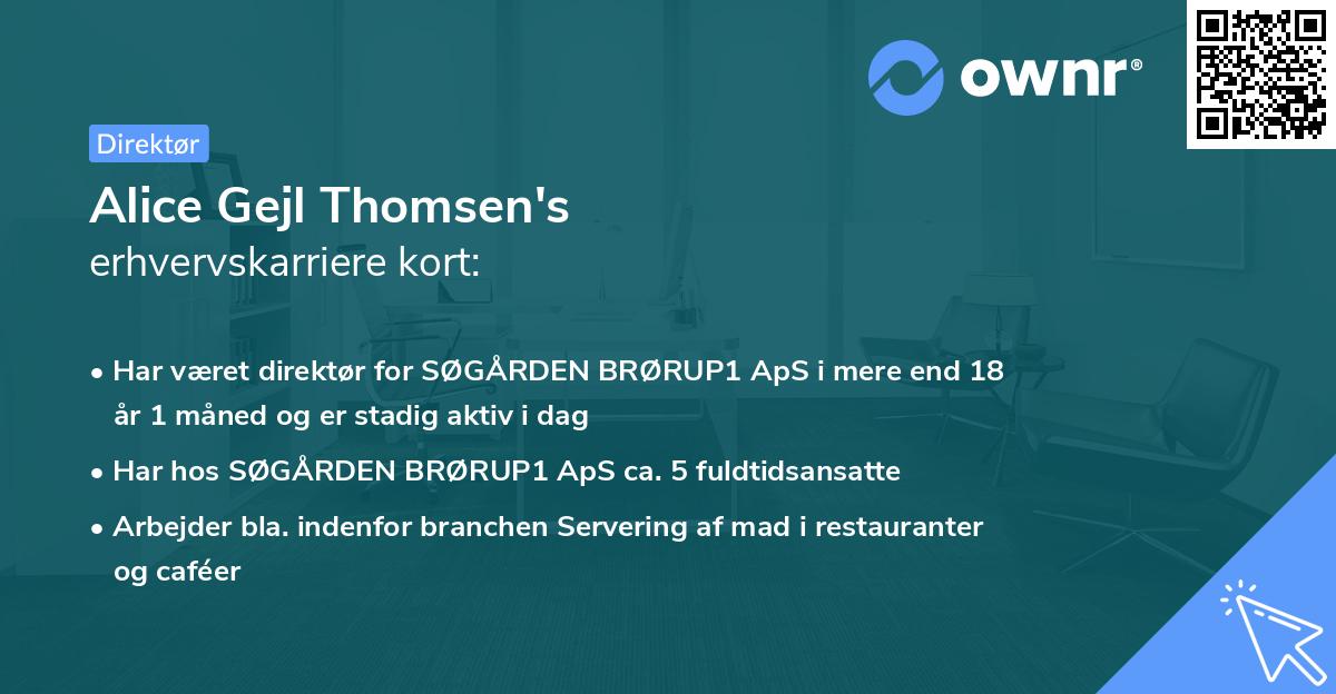 Alice Gejl Thomsen's erhvervskarriere kort
