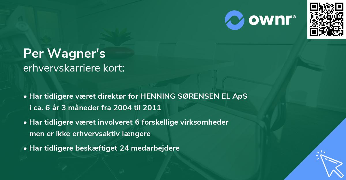 Per Wagner's erhvervskarriere kort