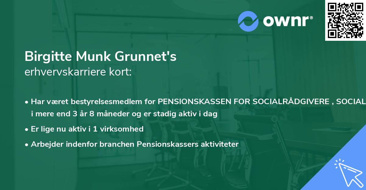 Birgitte Munk Grunnet's erhvervskarriere kort