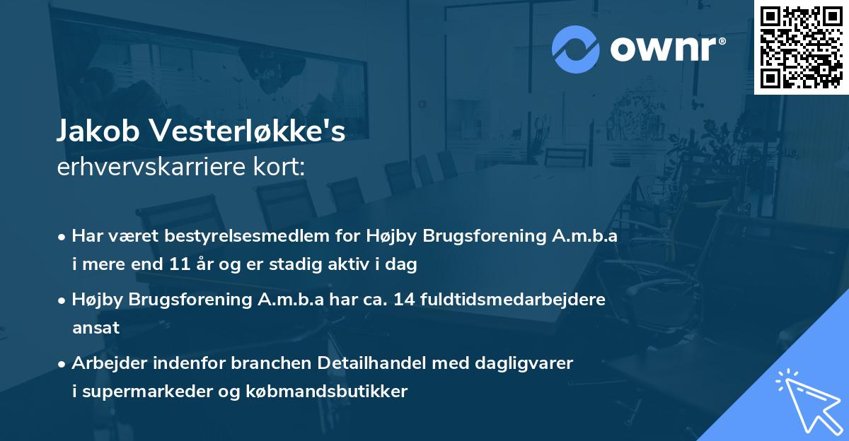 Jakob Vesterløkke's erhvervskarriere kort