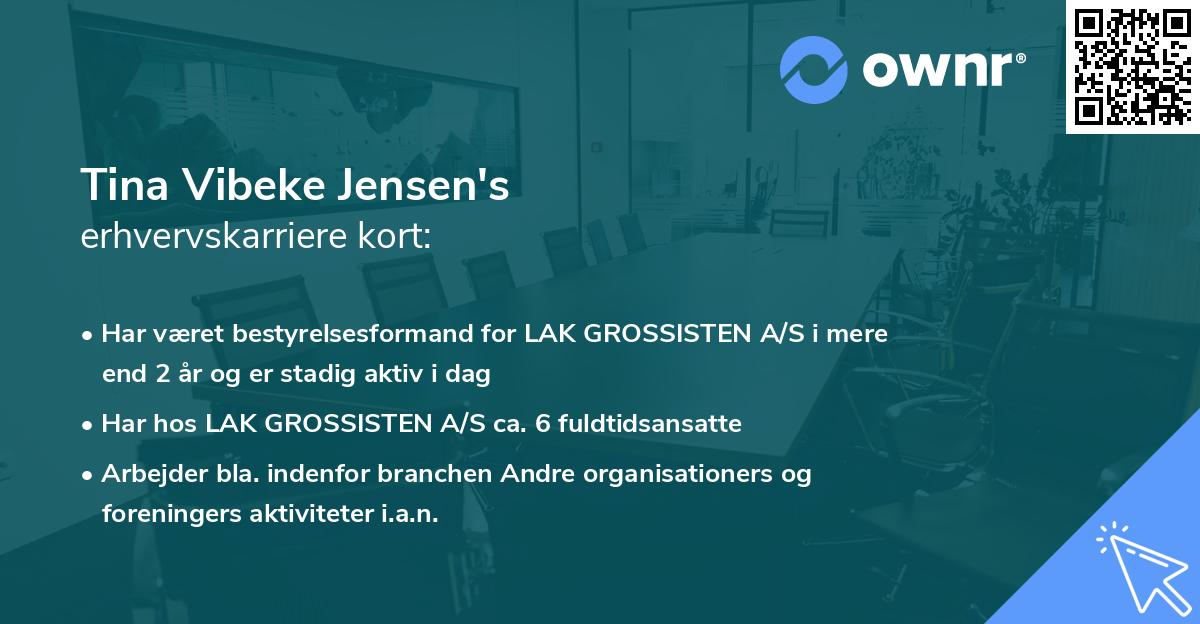 Tina Vibeke Jensen's erhvervskarriere kort