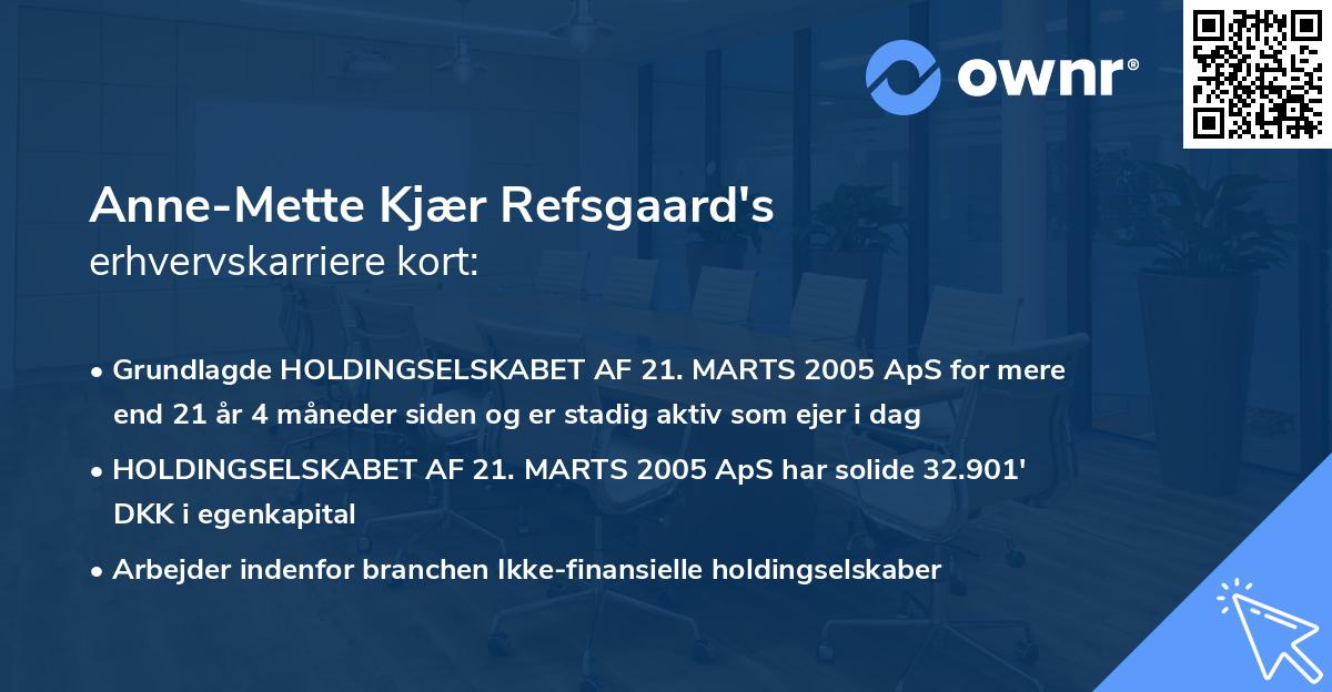 Anne-Mette Kjær Refsgaard's erhvervskarriere kort