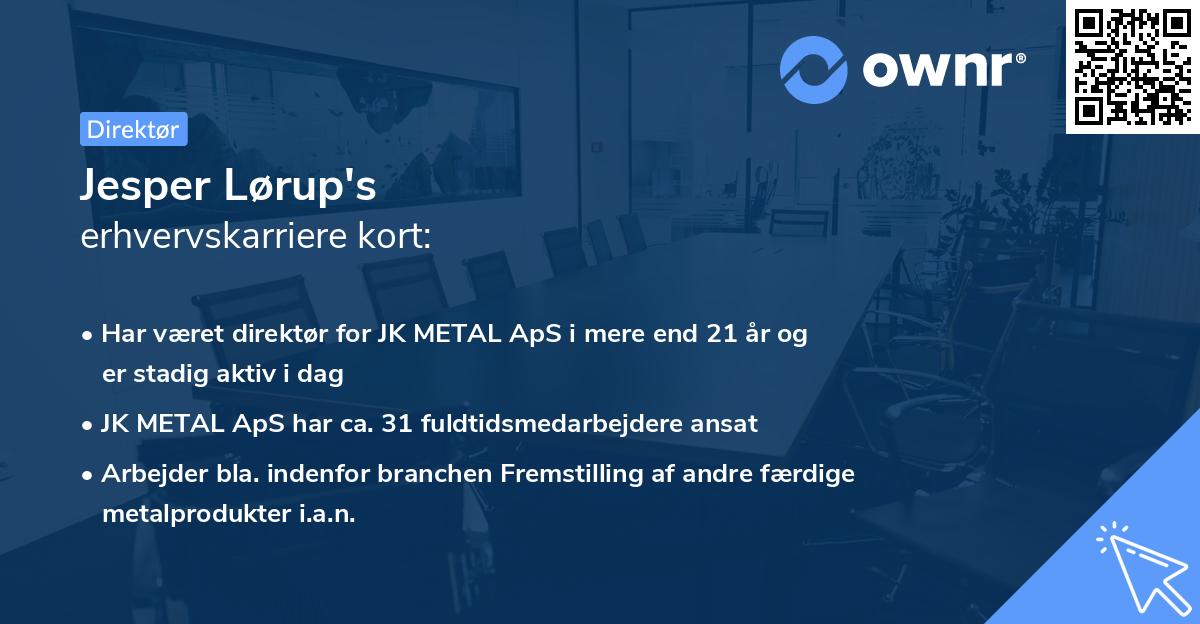 Jesper Lørup's erhvervskarriere kort