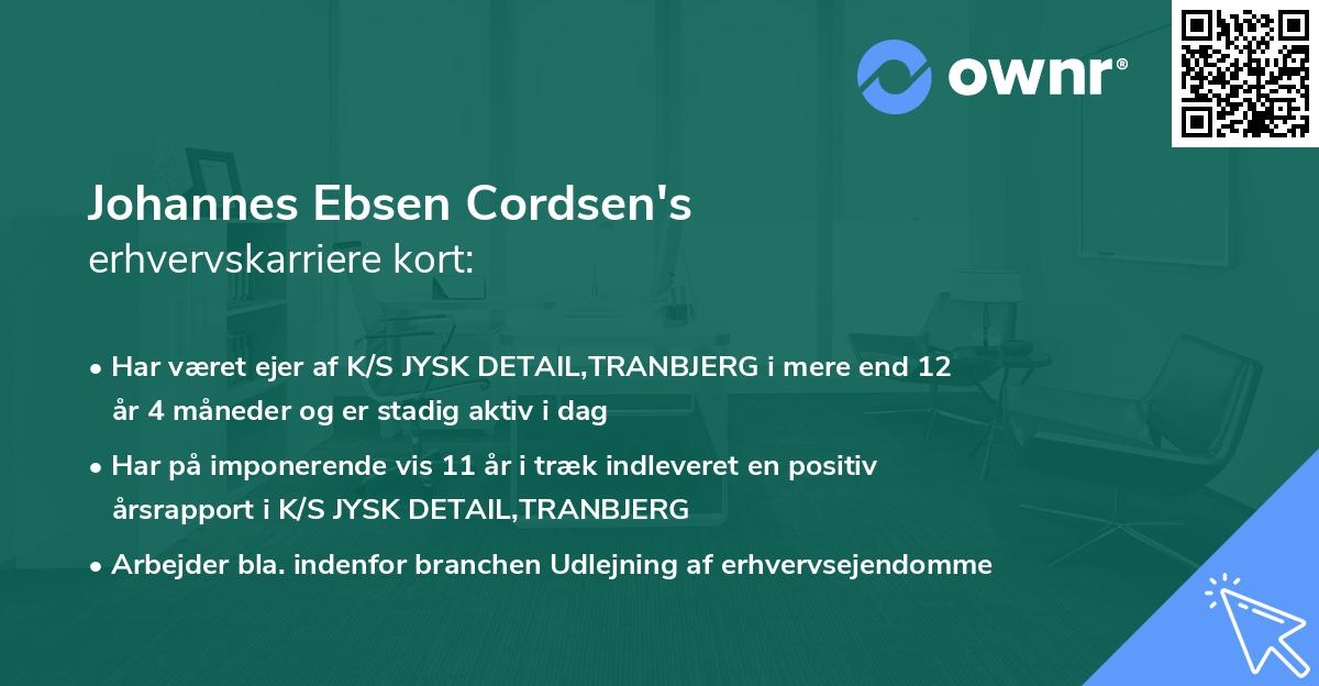 Johannes Ebsen Cordsen's erhvervskarriere kort