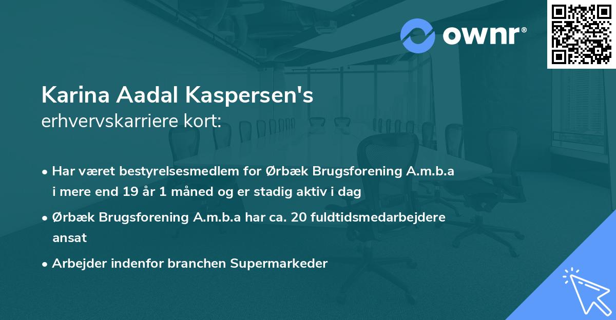 Karina Aadal Kaspersen's erhvervskarriere kort