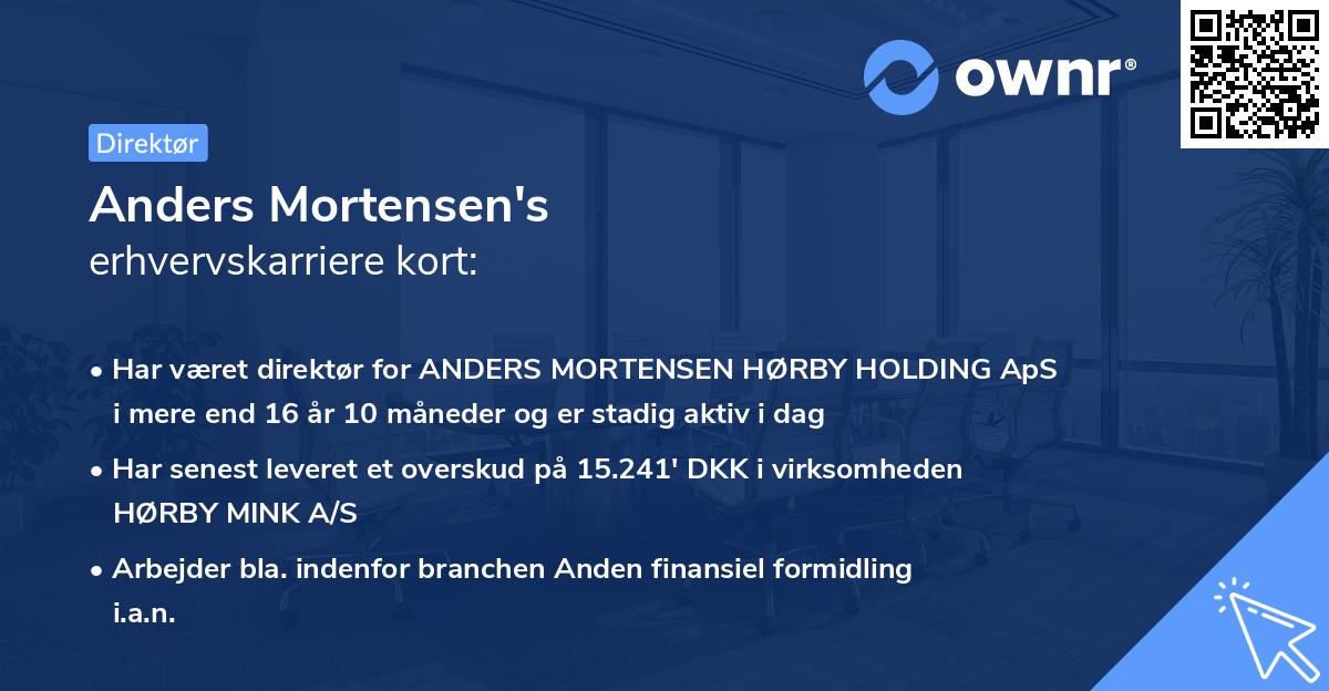 Anders Mortensen's erhvervskarriere kort