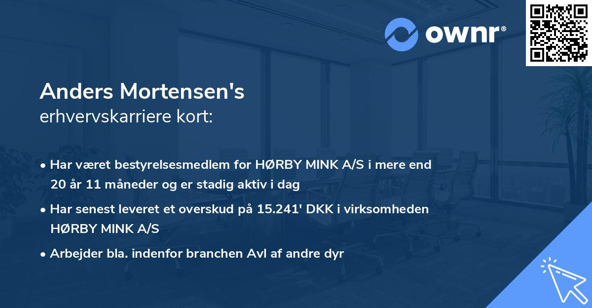 Anders Mortensen's erhvervskarriere kort