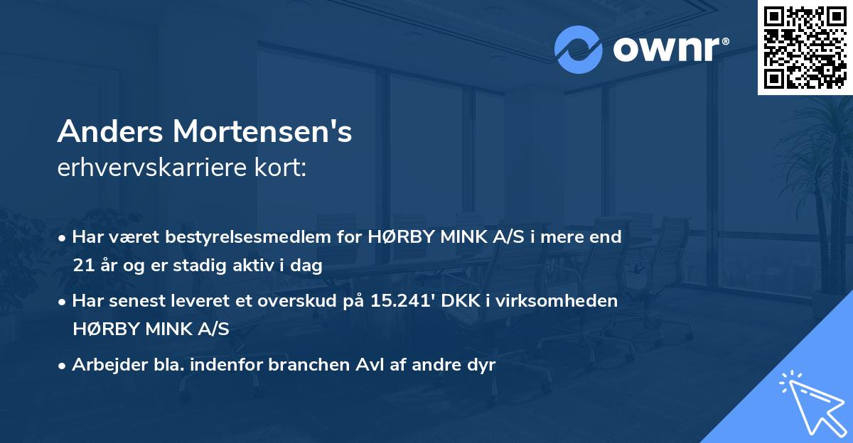 Anders Mortensen's erhvervskarriere kort