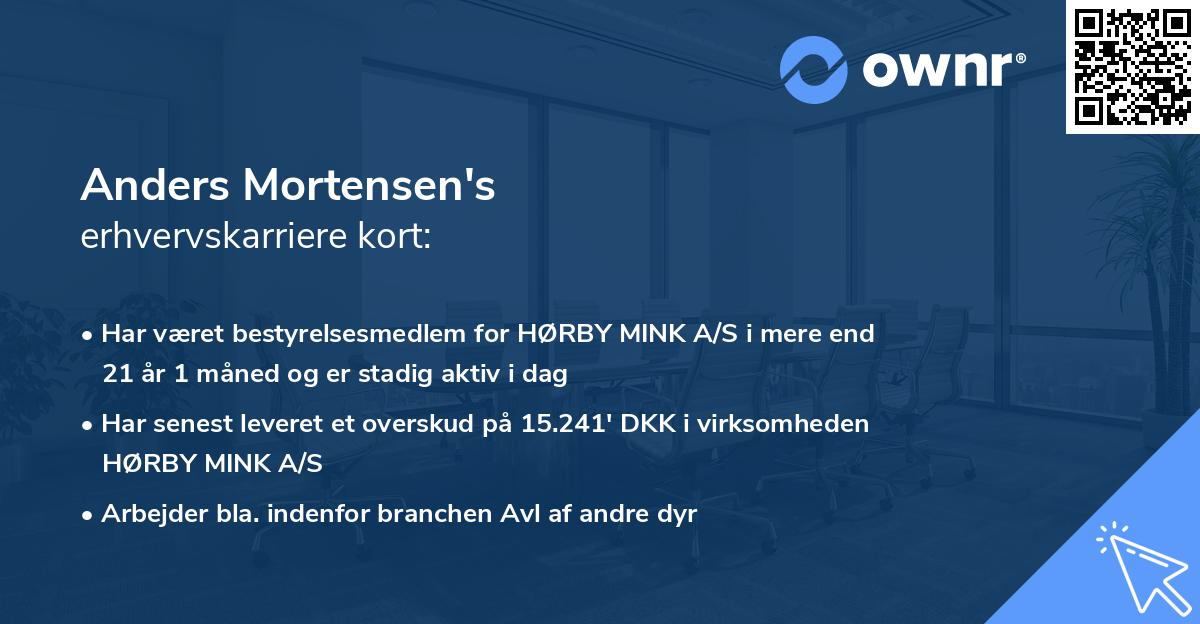 Anders Mortensen's erhvervskarriere kort