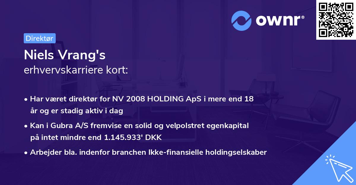 Niels Vrang's erhvervskarriere kort
