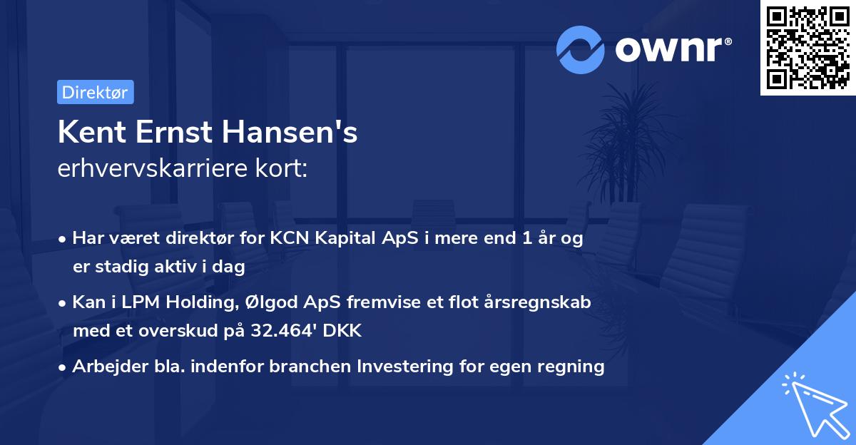 Kent Ernst Hansen's erhvervskarriere kort