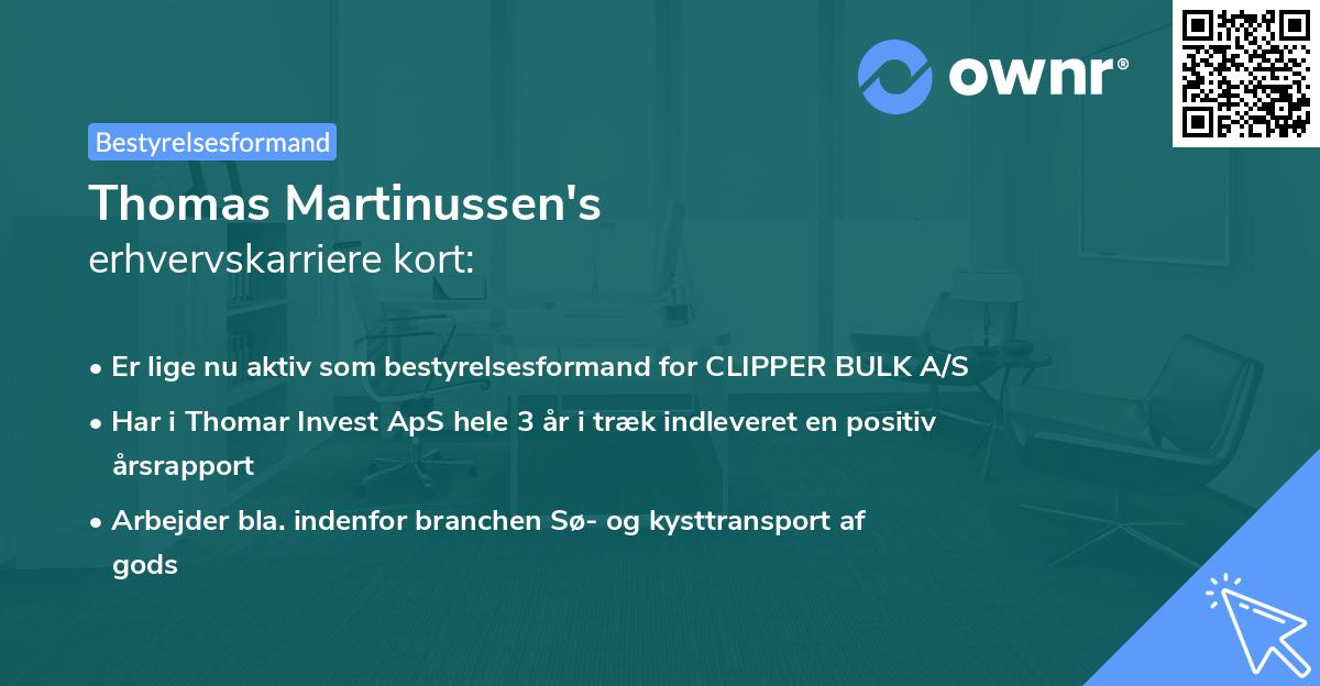 Thomas Martinussen's erhvervskarriere kort
