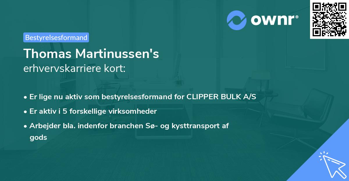 Thomas Martinussen's erhvervskarriere kort