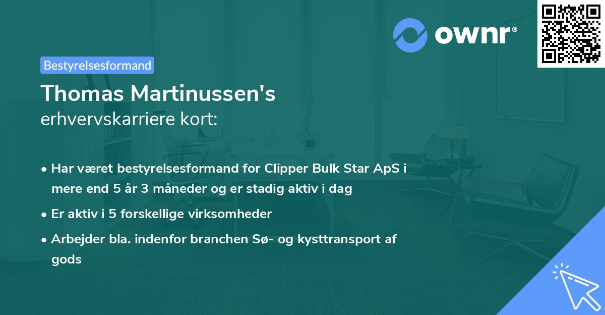 Thomas Martinussen's erhvervskarriere kort