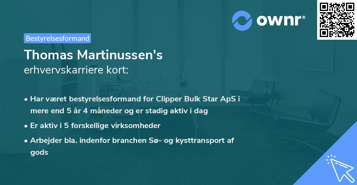 Thomas Martinussen's erhvervskarriere kort