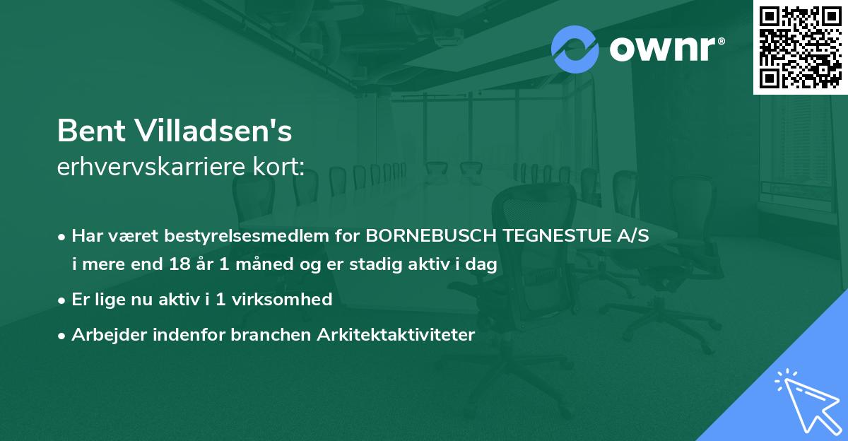 Bent Villadsen's erhvervskarriere kort