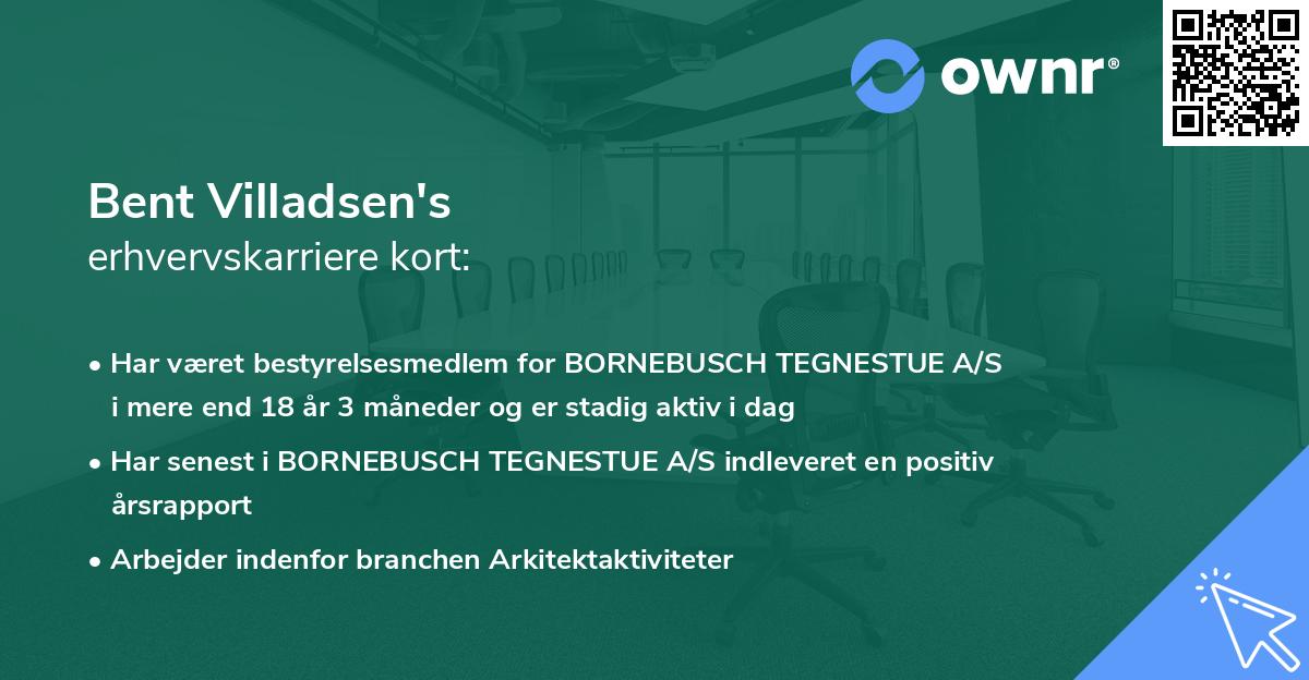 Bent Villadsen's erhvervskarriere kort