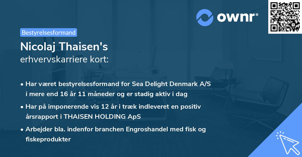 Nicolaj Thaisen's erhvervskarriere kort