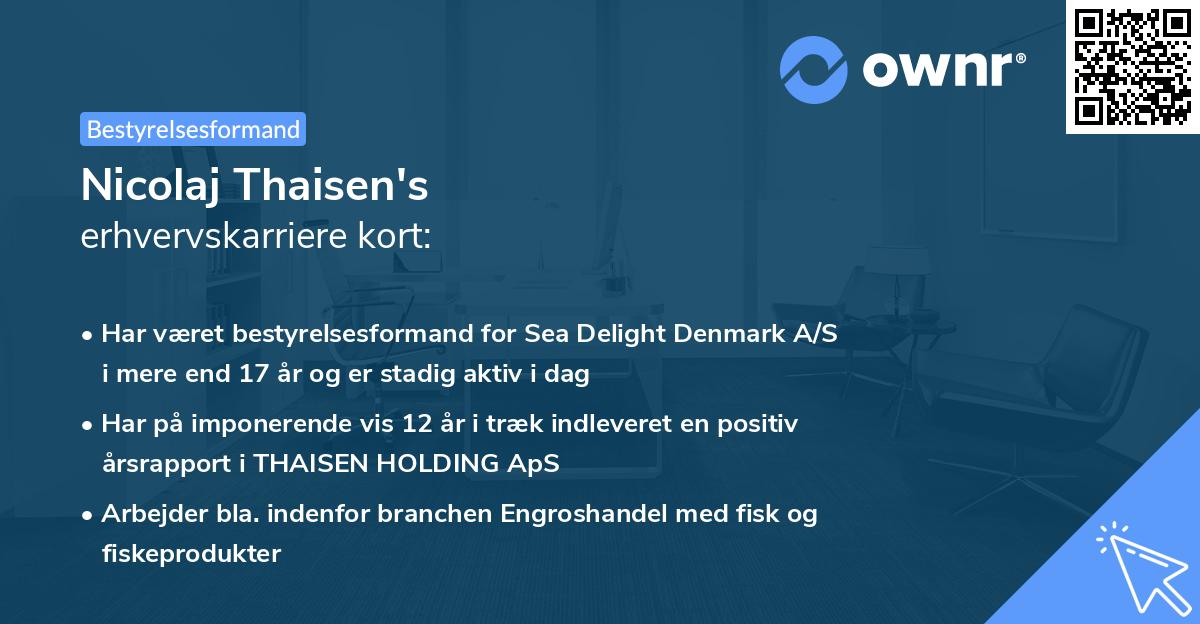 Nicolaj Thaisen's erhvervskarriere kort
