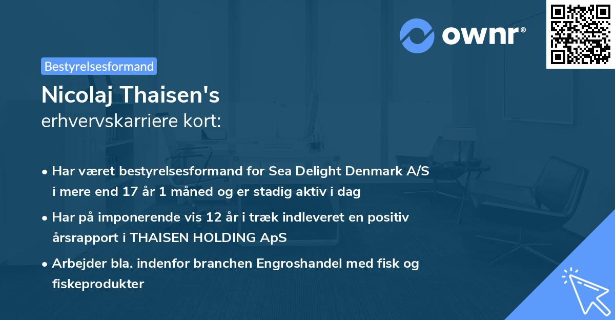 Nicolaj Thaisen's erhvervskarriere kort