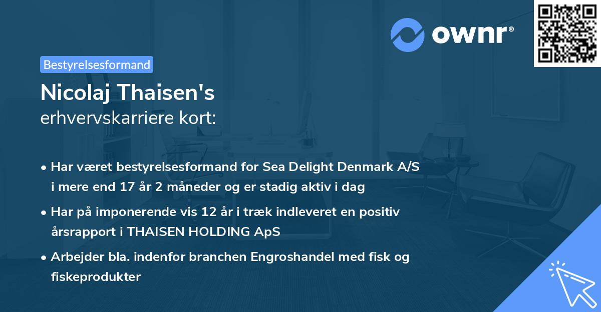 Nicolaj Thaisen's erhvervskarriere kort
