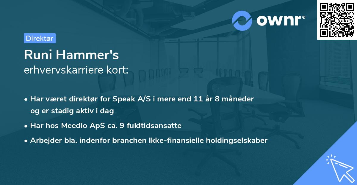 Runi Hammer's erhvervskarriere kort