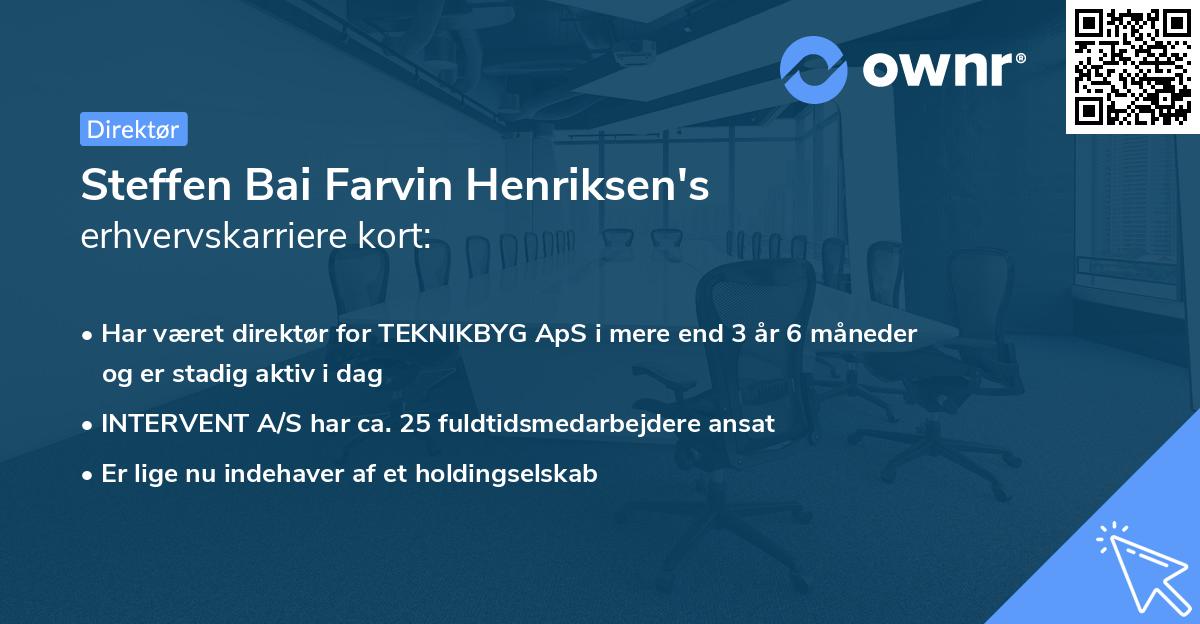 Steffen Bai Farvin Henriksen's erhvervskarriere kort