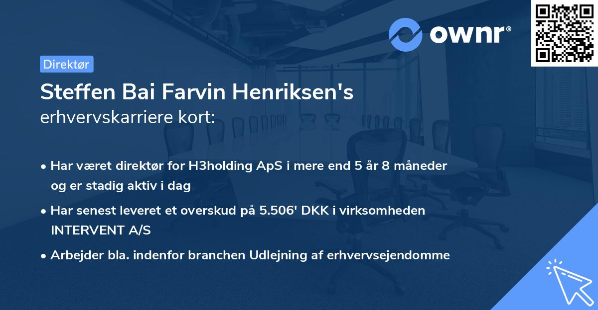 Steffen Bai Farvin Henriksen's erhvervskarriere kort