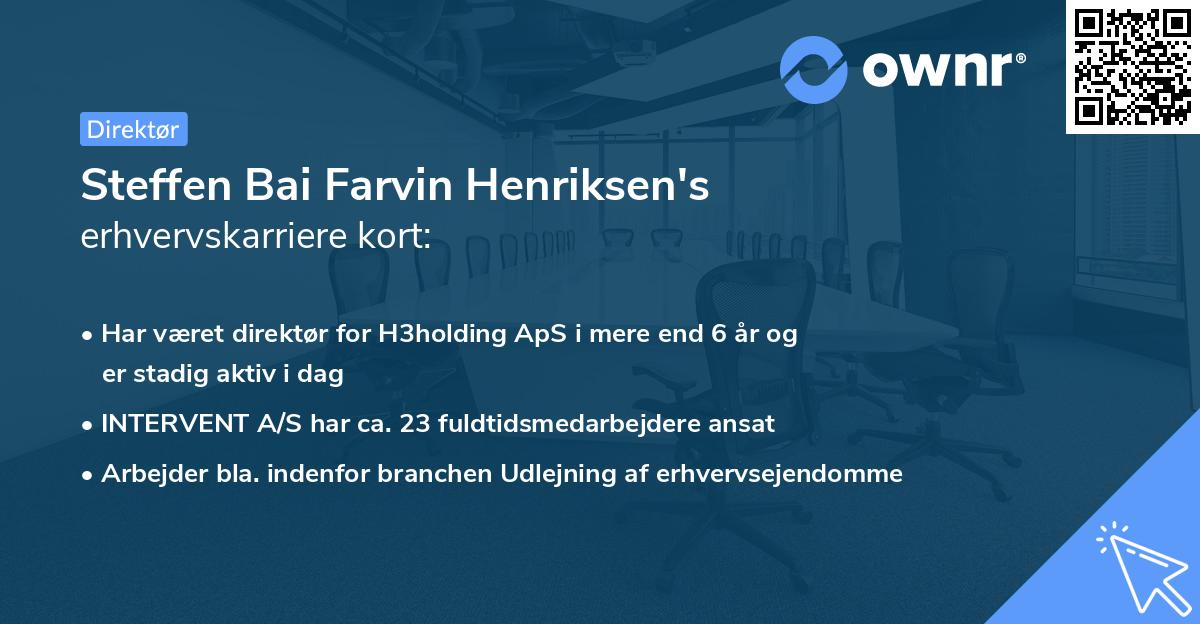 Steffen Bai Farvin Henriksen's erhvervskarriere kort