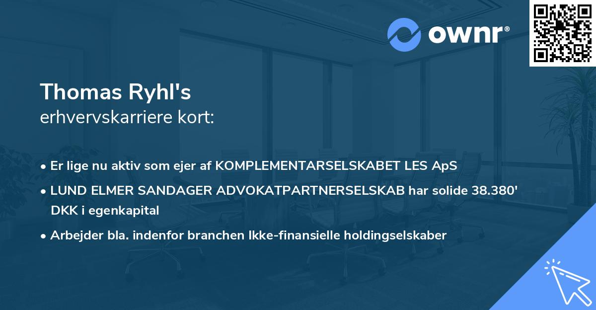 Thomas Ryhl's erhvervskarriere kort
