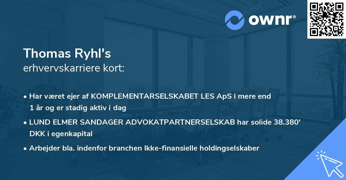 Thomas Ryhl's erhvervskarriere kort