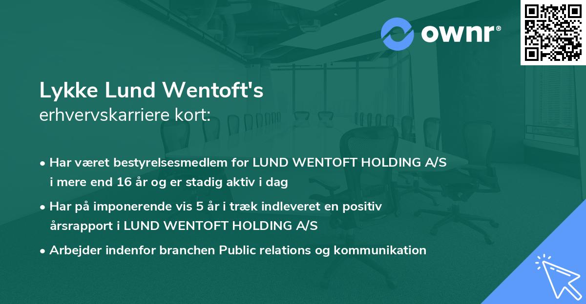 Lykke Lund Wentoft's erhvervskarriere kort