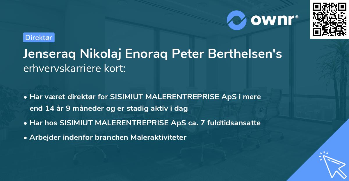 Jenseraq Nikolaj Enoraq Peter Berthelsen's erhvervskarriere kort