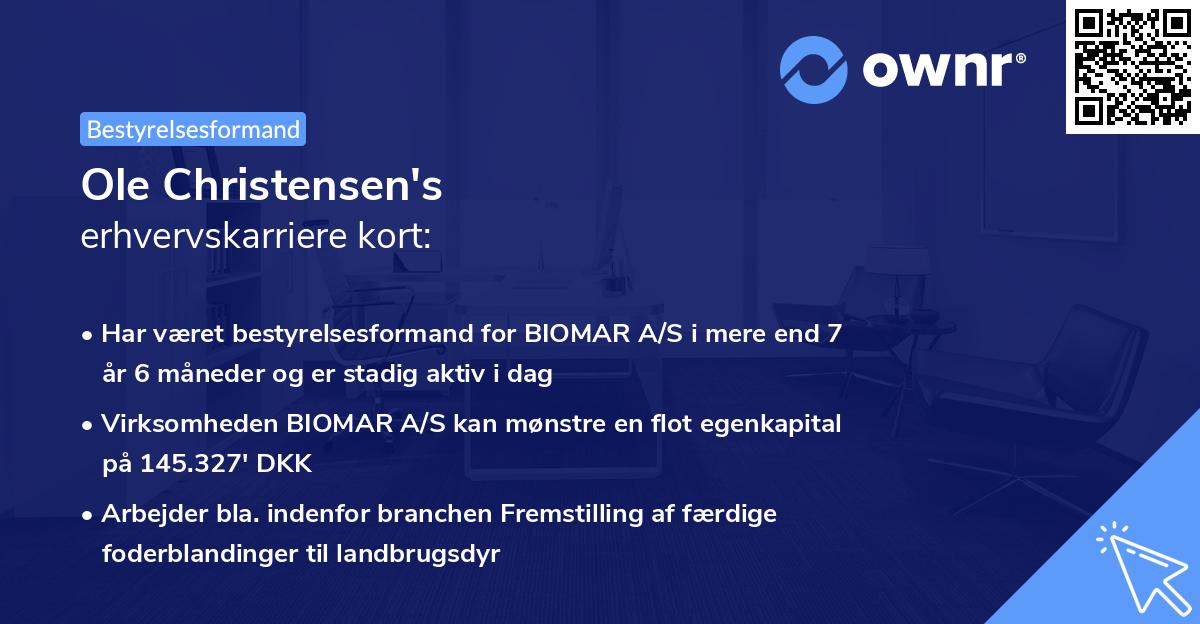 Ole Christensen's erhvervskarriere kort