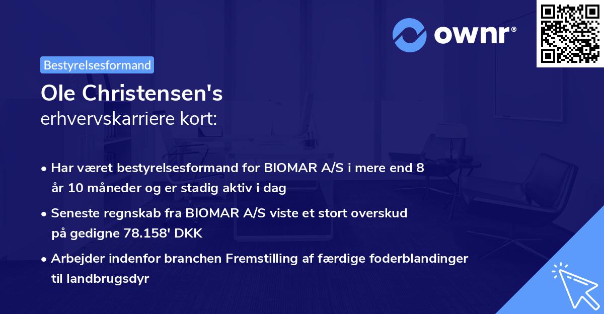 Ole Christensen's erhvervskarriere kort