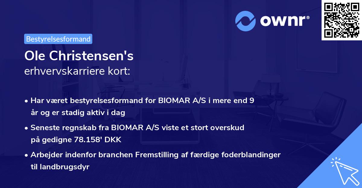 Ole Christensen's erhvervskarriere kort