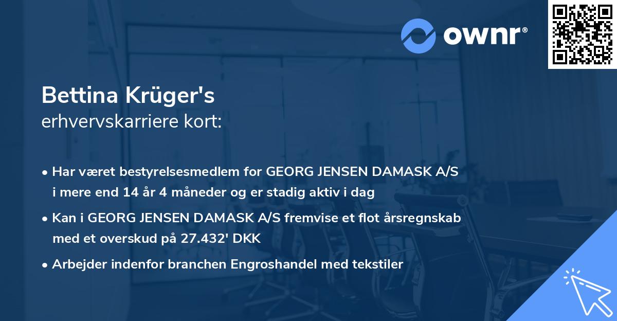 Bettina Krüger's erhvervskarriere kort