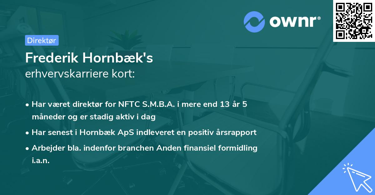 Frederik Hornbæk's erhvervskarriere kort