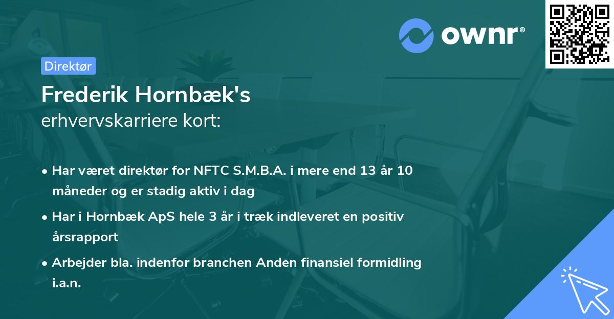 Frederik Hornbæk's erhvervskarriere kort