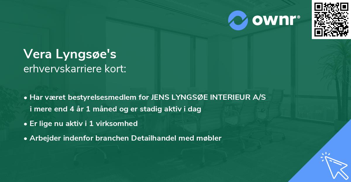 Vera Lyngsøe's erhvervskarriere kort