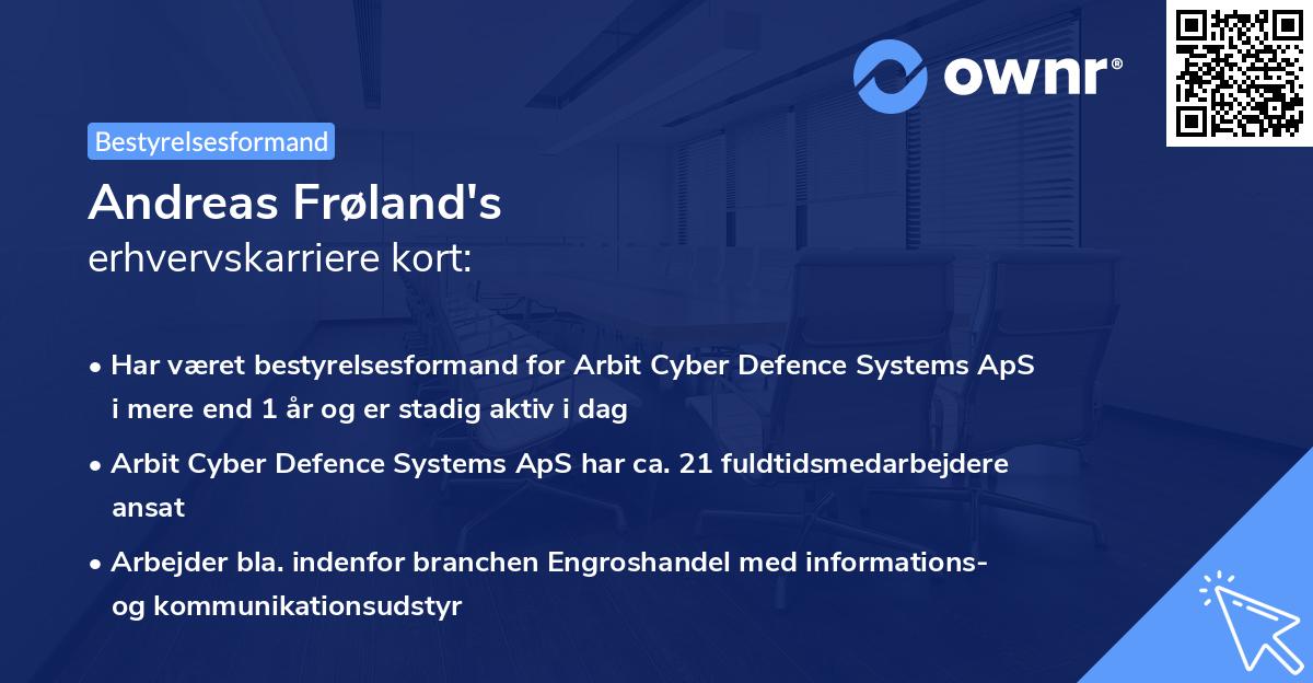 Andreas Frøland's erhvervskarriere kort