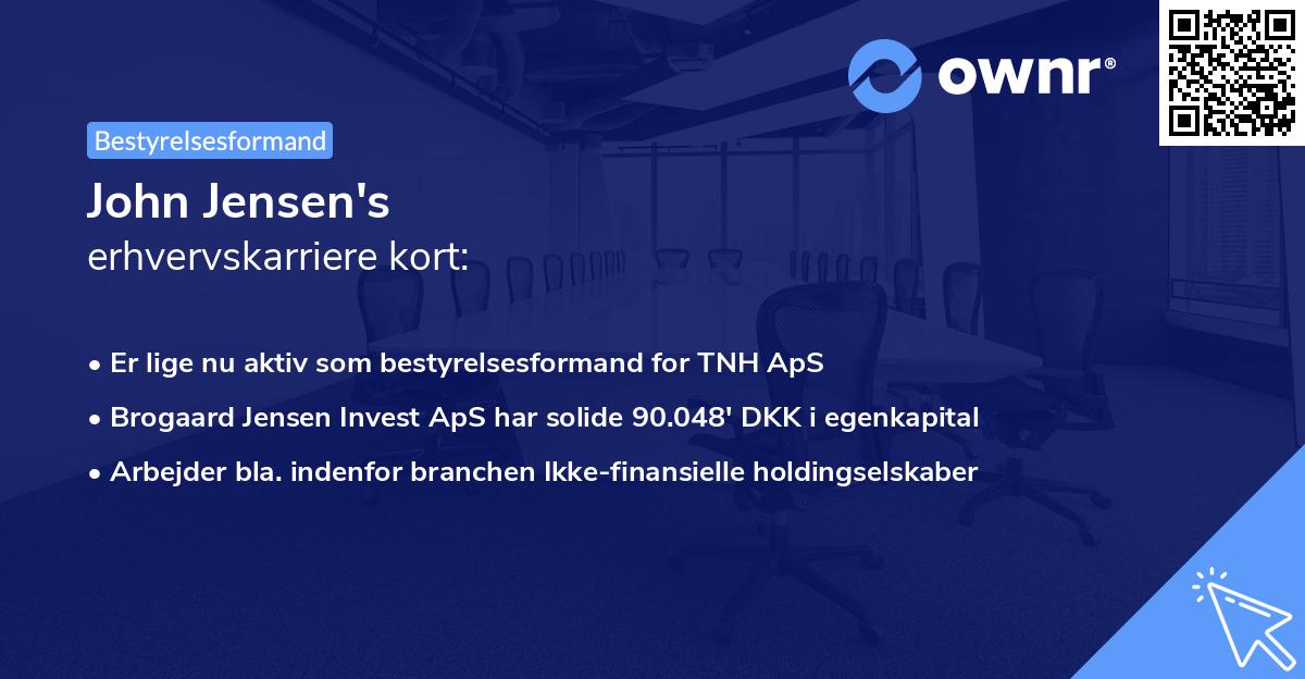 John Jensen's erhvervskarriere kort