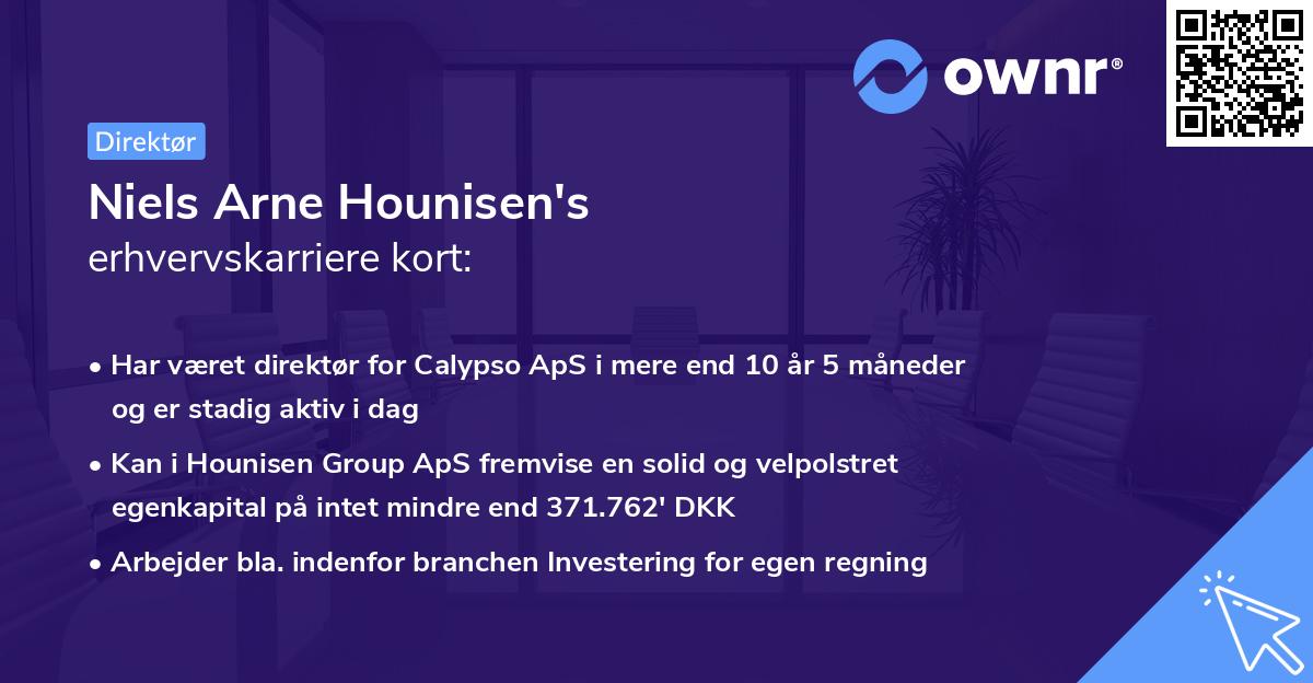 Niels Arne Hounisen's erhvervskarriere kort