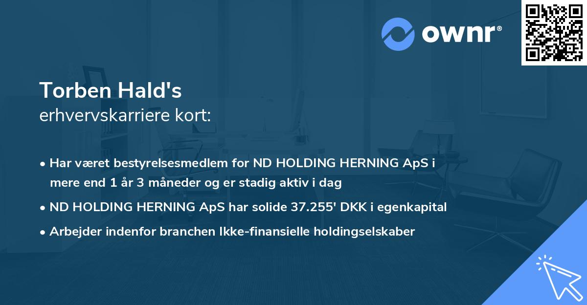 Torben Hald's erhvervskarriere kort