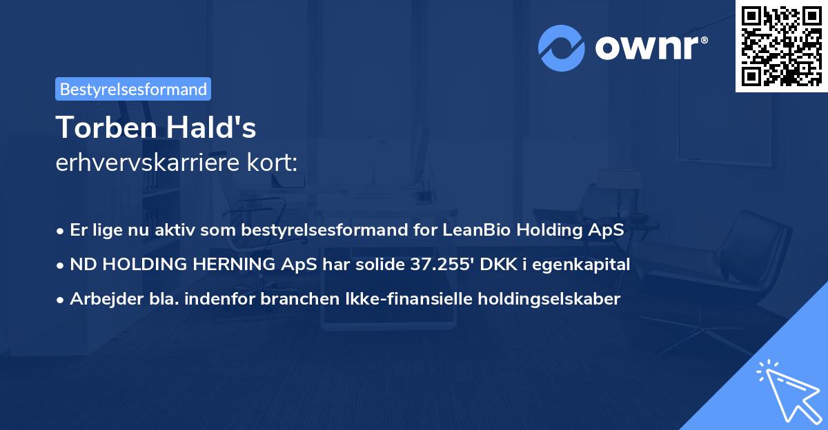 Torben Hald's erhvervskarriere kort