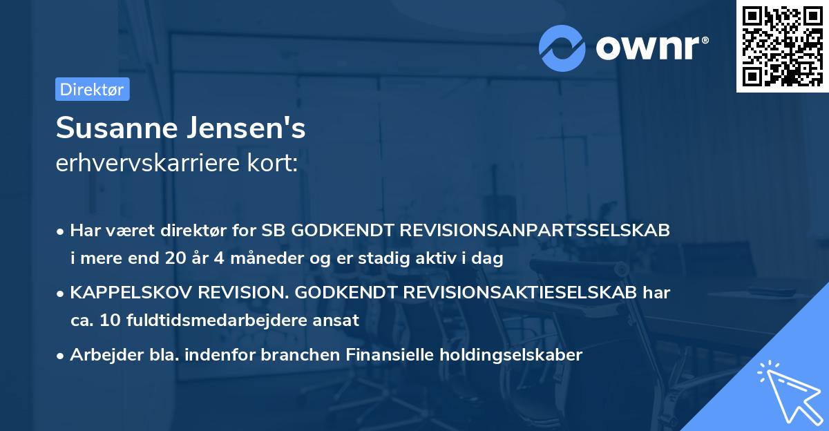 Susanne Jensen's erhvervskarriere kort
