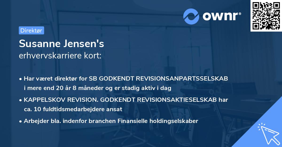 Susanne Jensen's erhvervskarriere kort