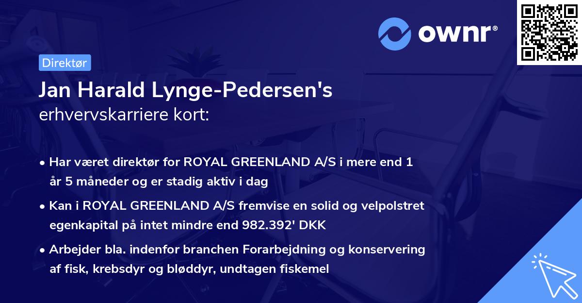 Jan Harald Lynge-Pedersen's erhvervskarriere kort