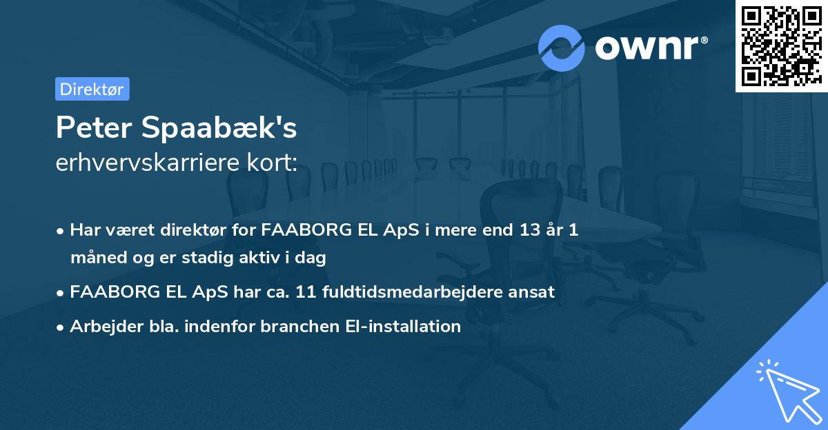 Peter Spaabæk's erhvervskarriere kort